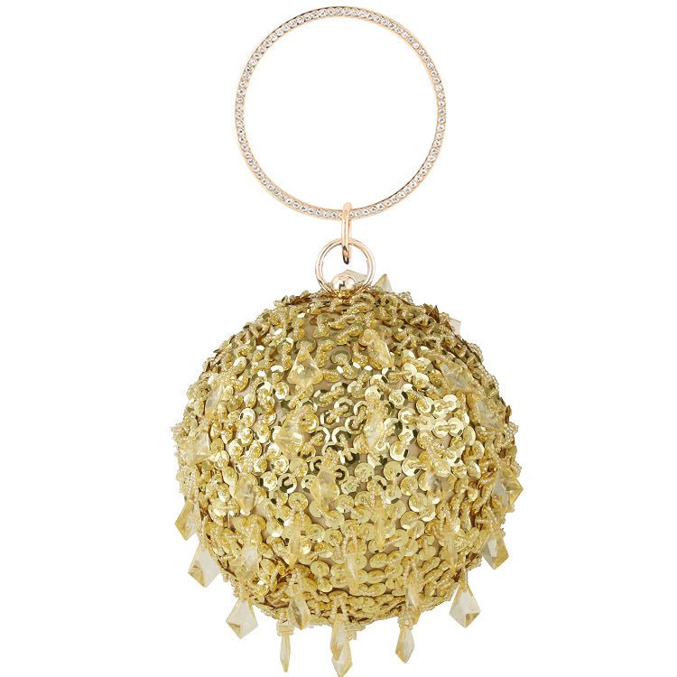 Round Sequins Vintage Clutch With Handle