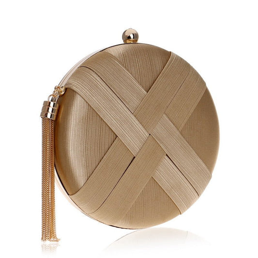 Round Women Stripe Weaving Evening Bags