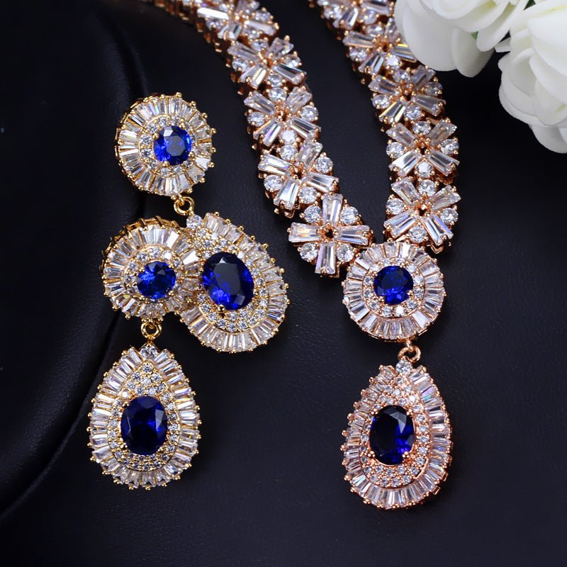 Semi-Precious Stones Cubic Zirconia Wedding Jewelry Sets