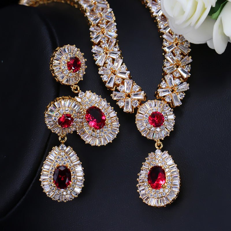 Semi-Precious Stones Cubic Zirconia Wedding Jewelry Sets