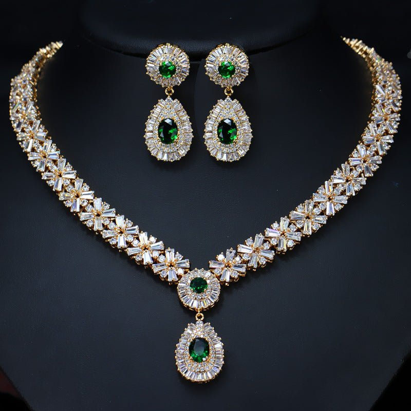 Semi-Precious Stones Cubic Zirconia Wedding Jewelry Sets