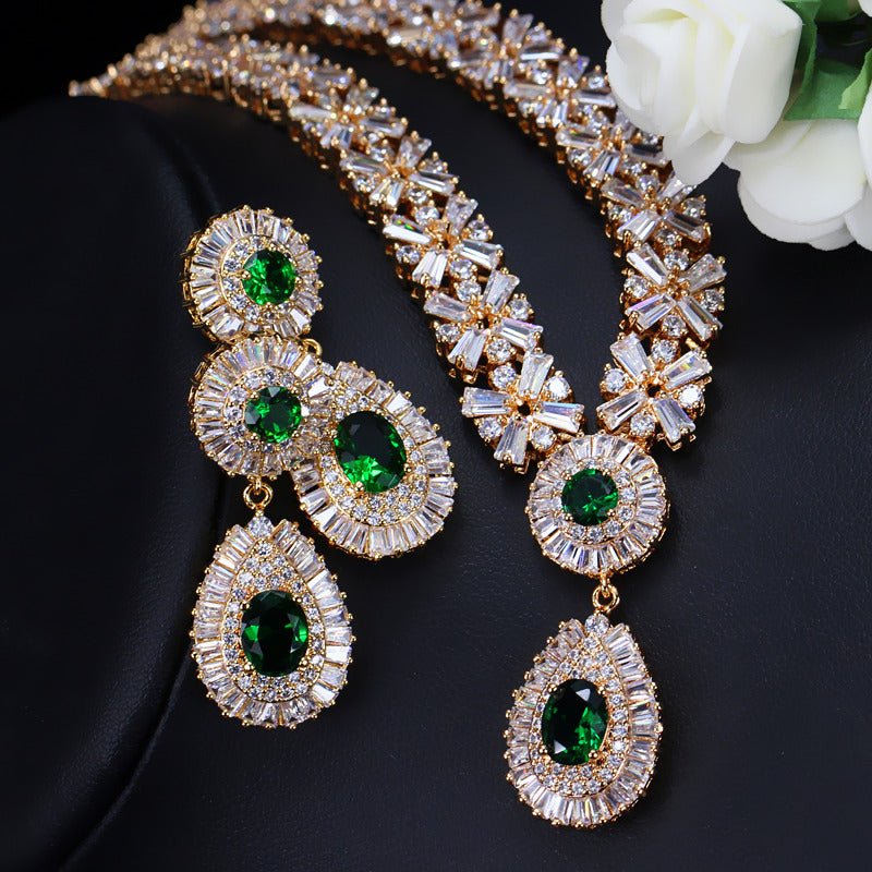Semi-Precious Stones Cubic Zirconia Wedding Jewelry Sets