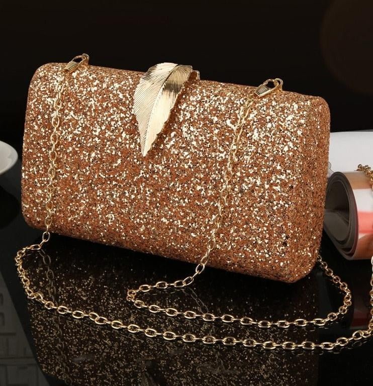 Sequin Evening Bags Glitter Leaf Decoration Clutches