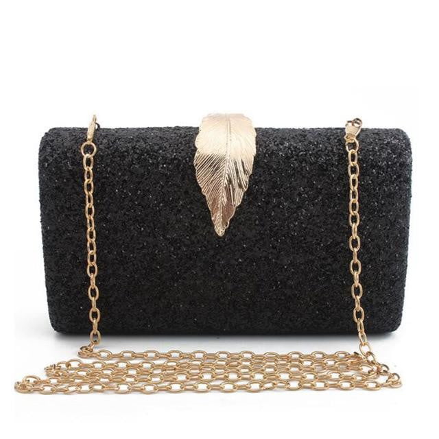 Sequin Evening Bags Glitter Leaf Decoration Clutches