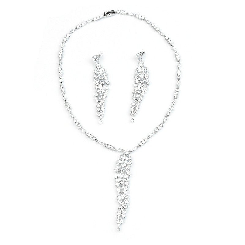 Silver Chain Cubic Zirconia Wedding Jewelry Sets
