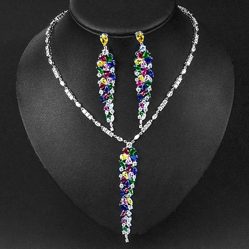 Silver Chain Cubic Zirconia Wedding Jewelry Sets