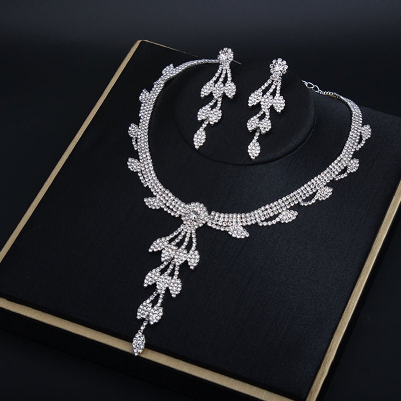 Silver Rhinestone Crystal Wedding Jewelry Sets