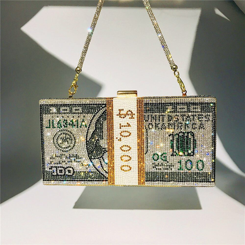 Stack of Cash Clutch Purses Women Crystal Evening Bags