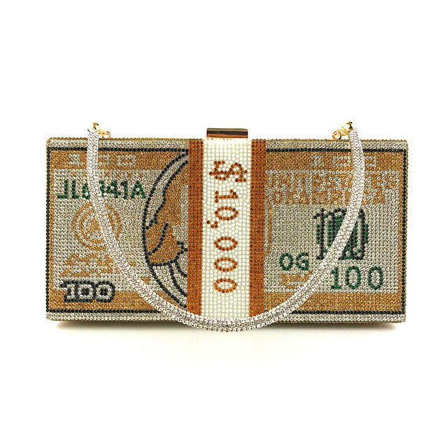 Stack of Cash Clutch Purses Women Crystal Evening Bags