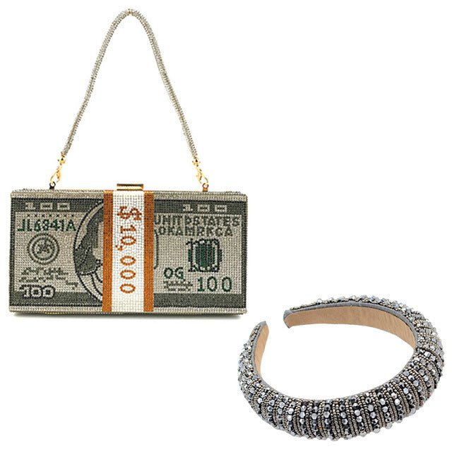 Stack of Cash Clutch Purses Women Crystal Evening Bags
