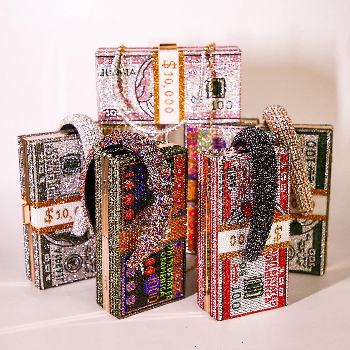 Stack of Cash Clutch Purses Women Crystal Evening Bags