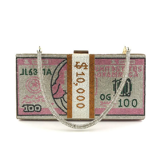 Stack of Cash Clutch Purses Women Crystal Evening Bags