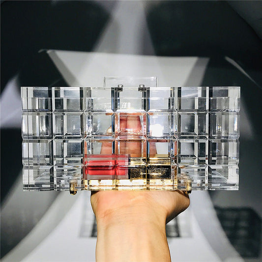 Transparent Clear Acrylic Box Handbag For Women Party Shoulder Bag