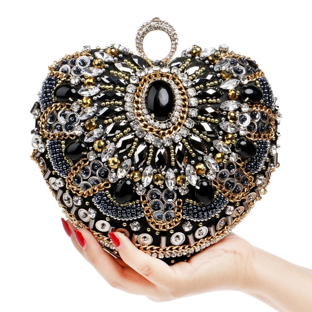 Vintage Black Evening Clutch Bags Ladies Box Party Handbags Purses