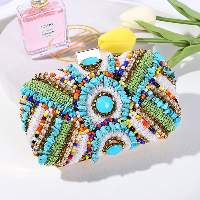 Vintage Bohemian Women Clutch Purses Beaded Evening Bag
