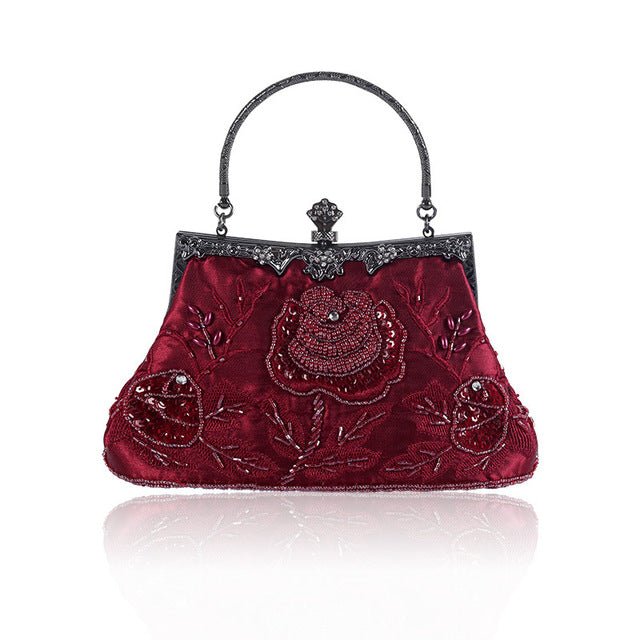 Vintage Embroidered Sequined Evening Clutch
