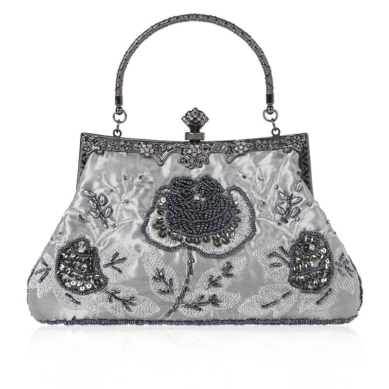 Vintage Embroidered Sequined Evening Clutch