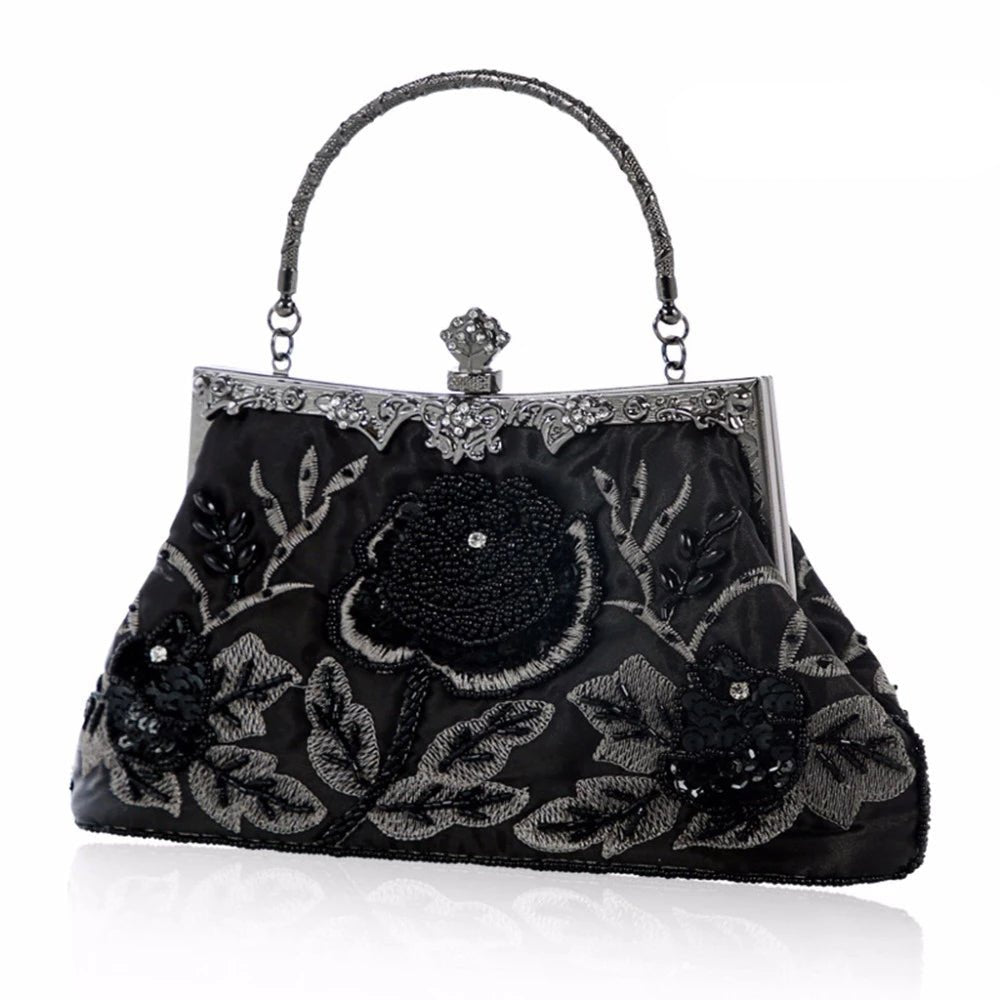 Vintage Embroidered Sequined Evening Clutch
