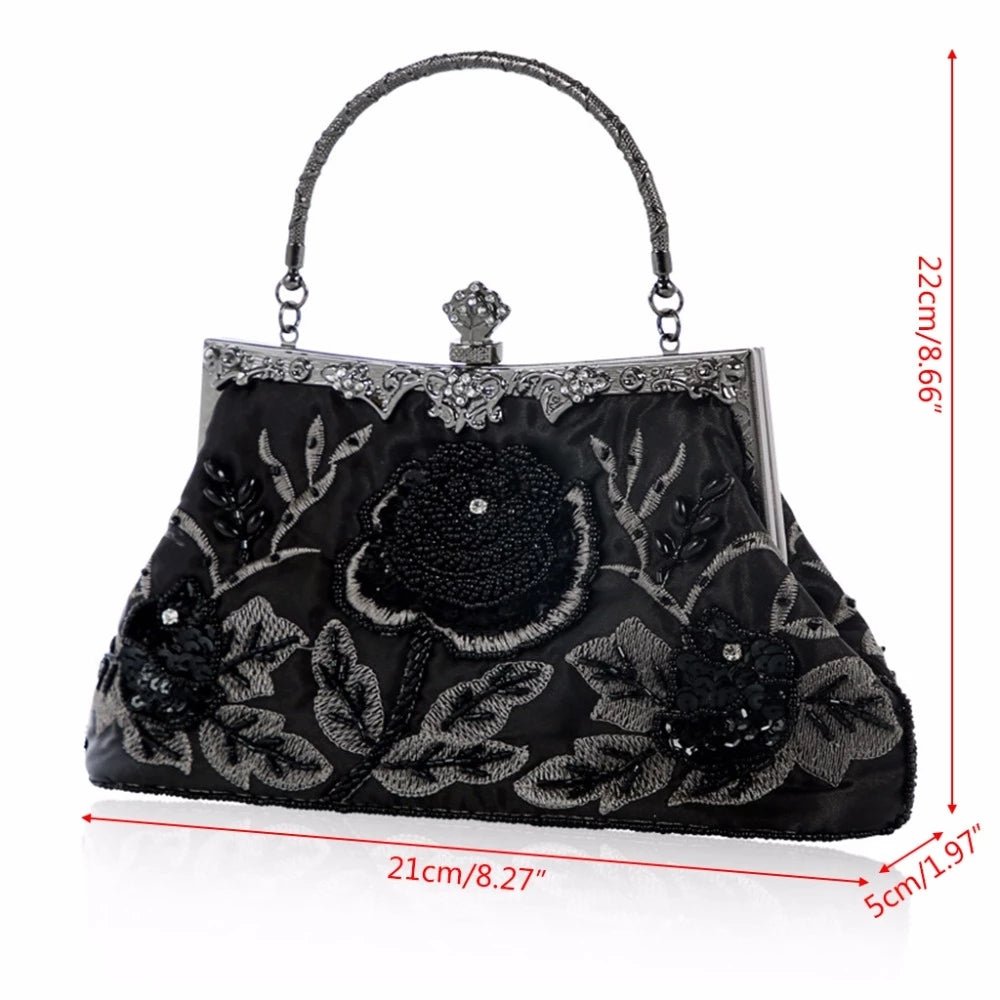 Vintage Embroidered Sequined Evening Clutch