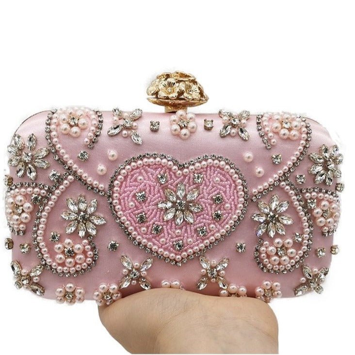 Vintage Pink Beaded Clutch Evening Bags