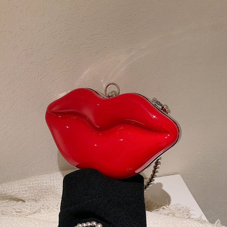 Women Big Lips Acrylic Clutch Bag