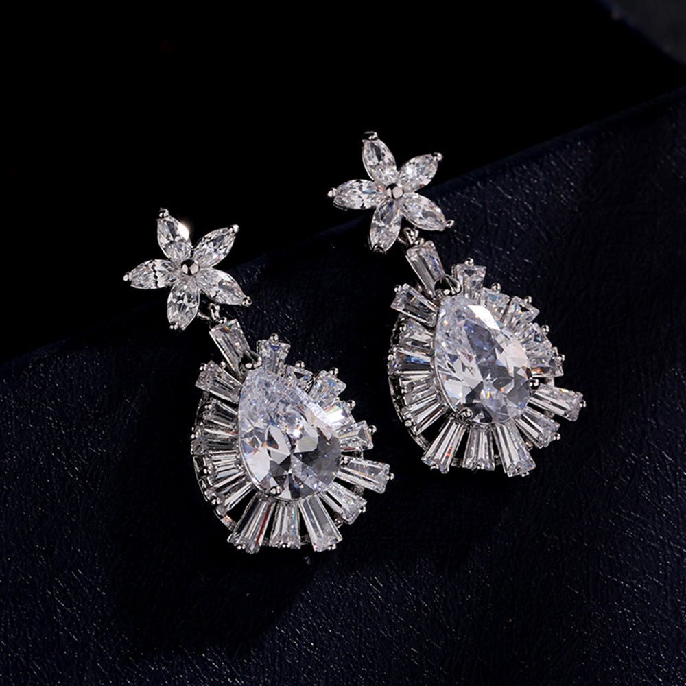 Women Silver Chain Cubic Zirconia Wedding Jewelry Sets