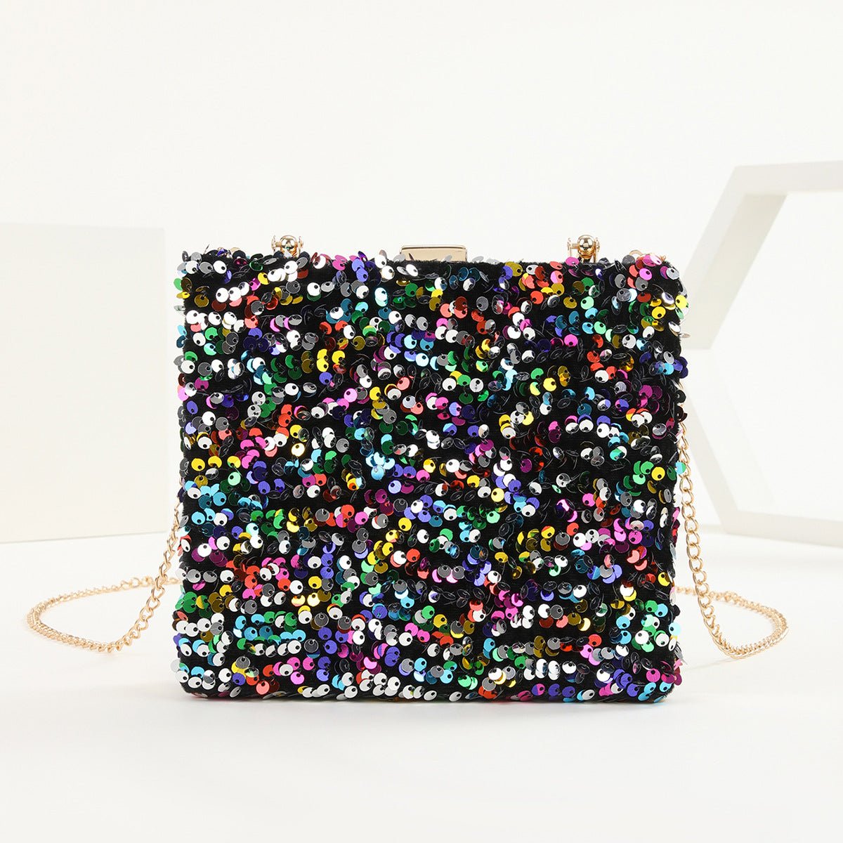 Women Square Sequined Evening Clutch Bag