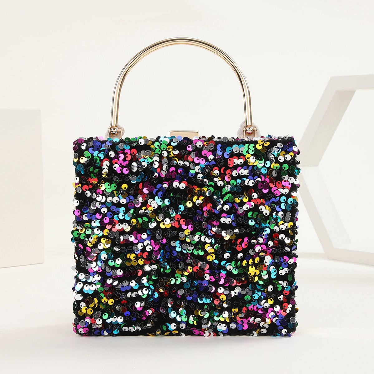 Women Square Sequined Evening Clutch Bag