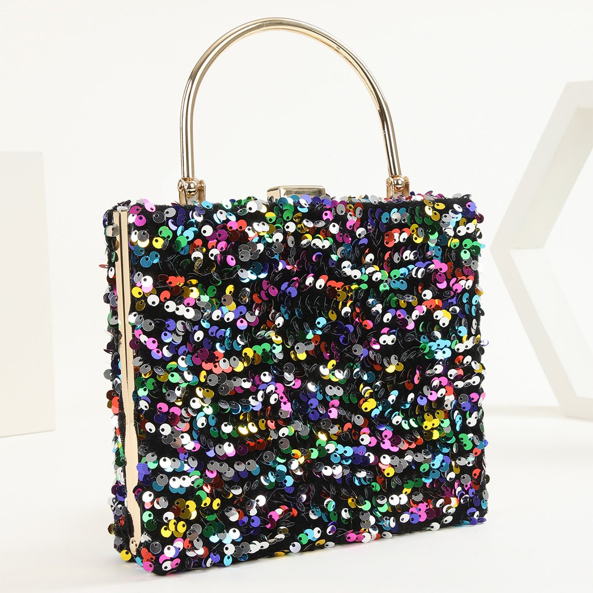 Women Square Sequined Evening Clutch Bag