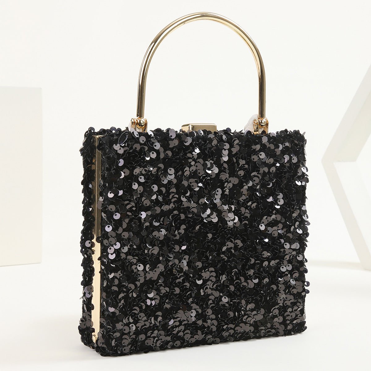 Women Square Sequined Evening Clutch Bag