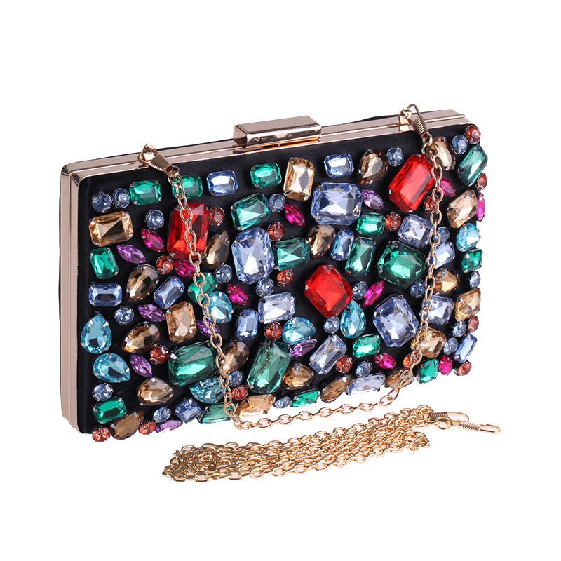 Women's Clutch Bag Wedding Purse Evening Shoulder Bags with Two Chain