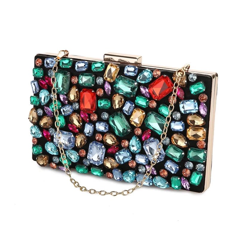 Women's Clutch Bag Wedding Purse Evening Shoulder Bags with Two Chain