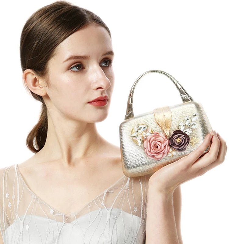 Women's Clutch Evening Bag Flower Handbag Wedding Purse