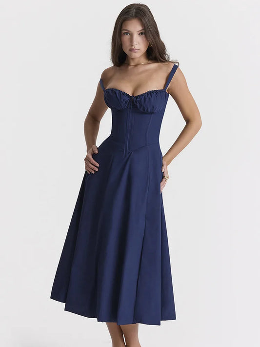 Elegant Lace-up High Split Long Lace Dress