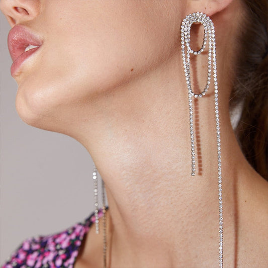Norma Rhinetone Tassel Earrings - 2 Colors
