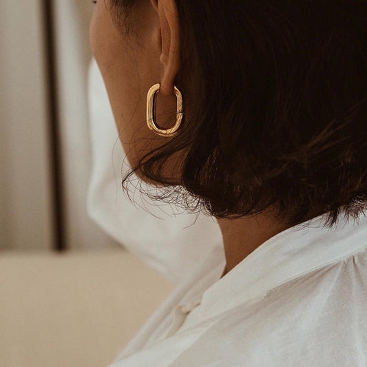 Oval Link Chain Hoop Earrings - 2 Styles