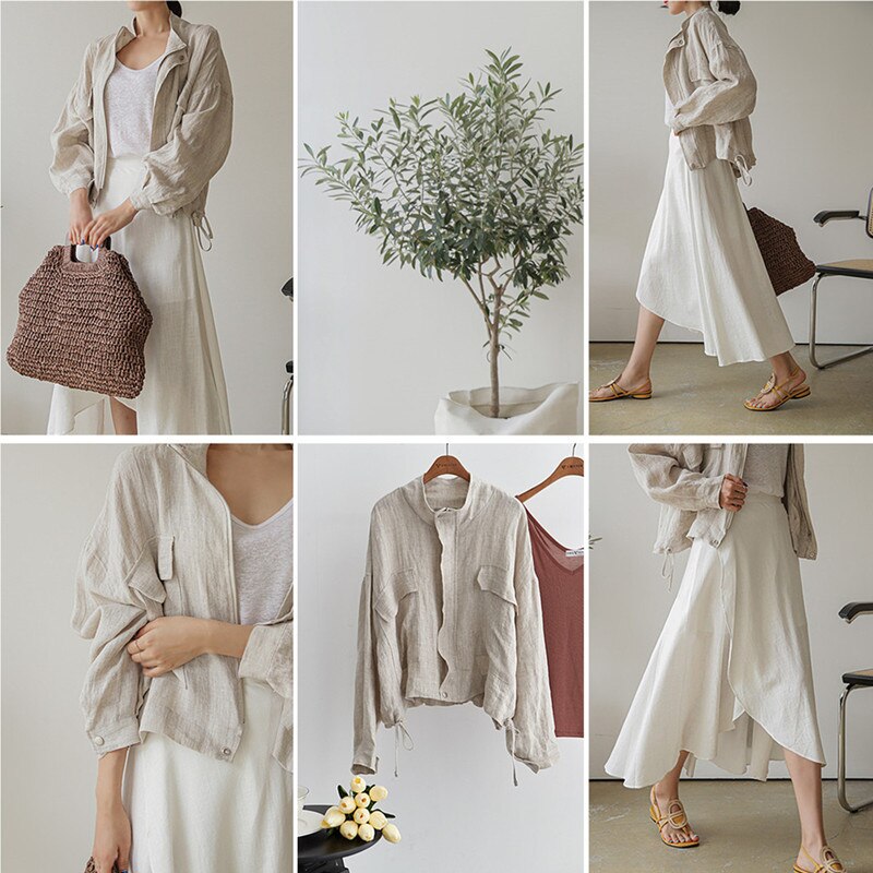 Pera Linen Cotton Summer Bomber Jackets - 3 Colors