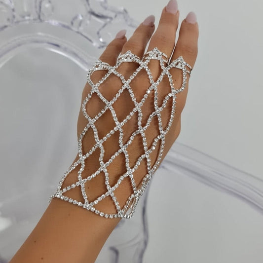 Ratna Rhinestone Harness Hand Jewelry