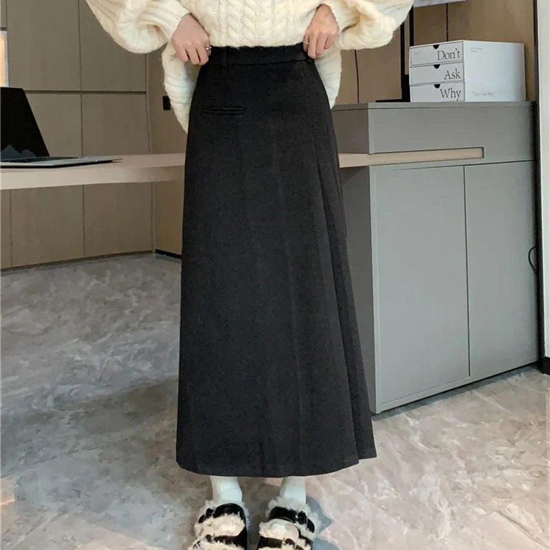 Vintage Pleated College Style High Waist A-Line Skirt