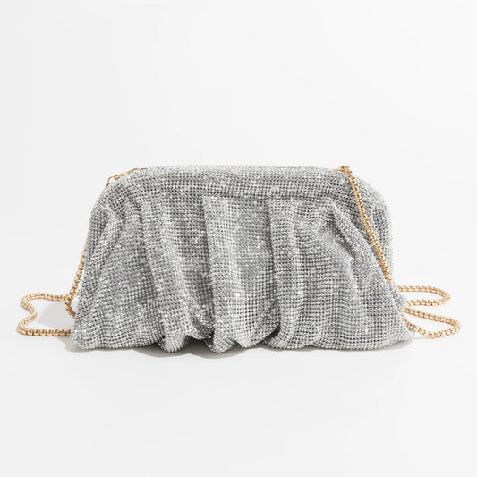 Rua Ruched Rhinestone Sequin Evening Bag
