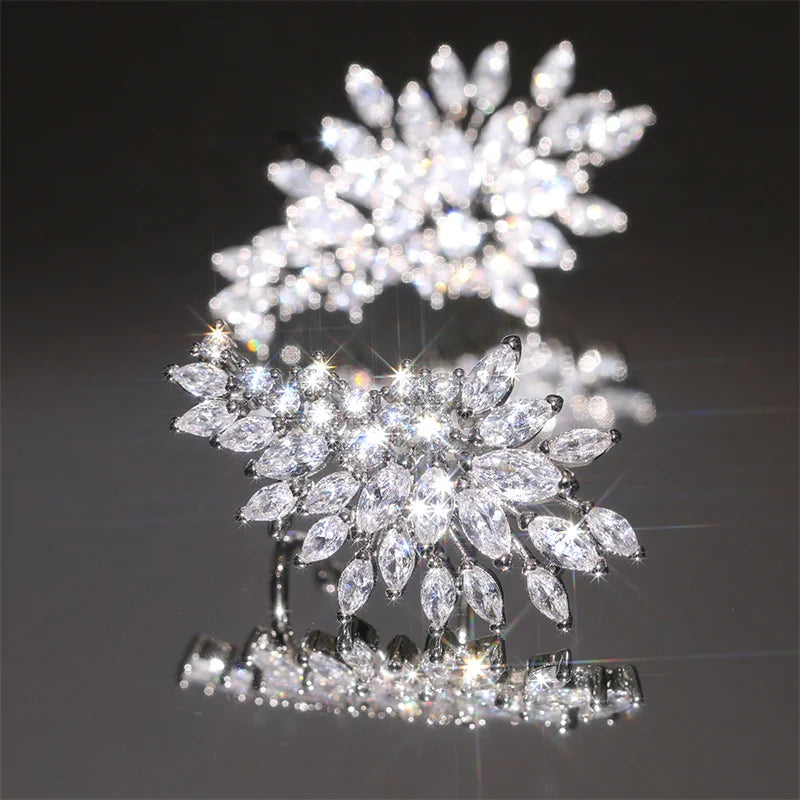 Lorna CZ Crystal Leaves Stud Earrings