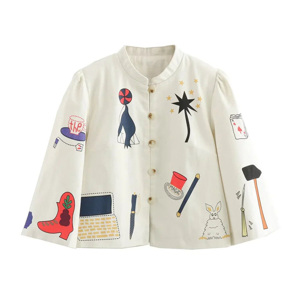 Sirius Whimsical Prints Blazer Jacket