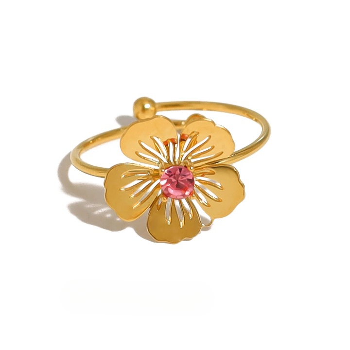 Sweet Metal Flower Cocktail Rings