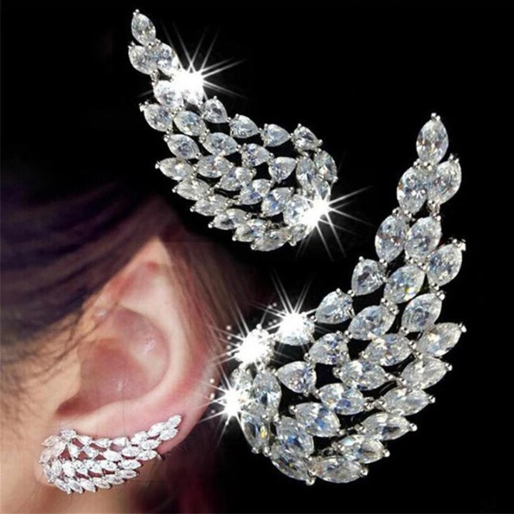 Lorna CZ Crystal Leaves Stud Earrings
