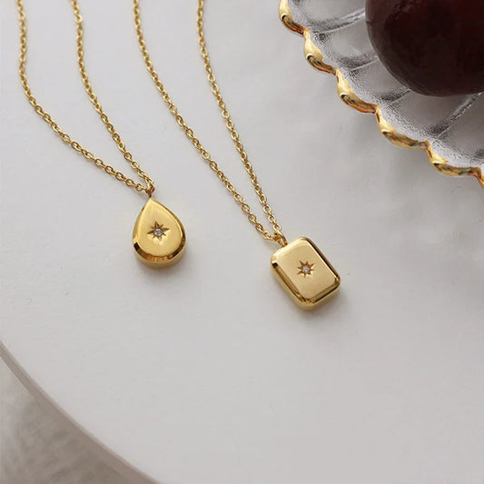 Cubic Zirconia Starburst Geometric Pendant Necklace