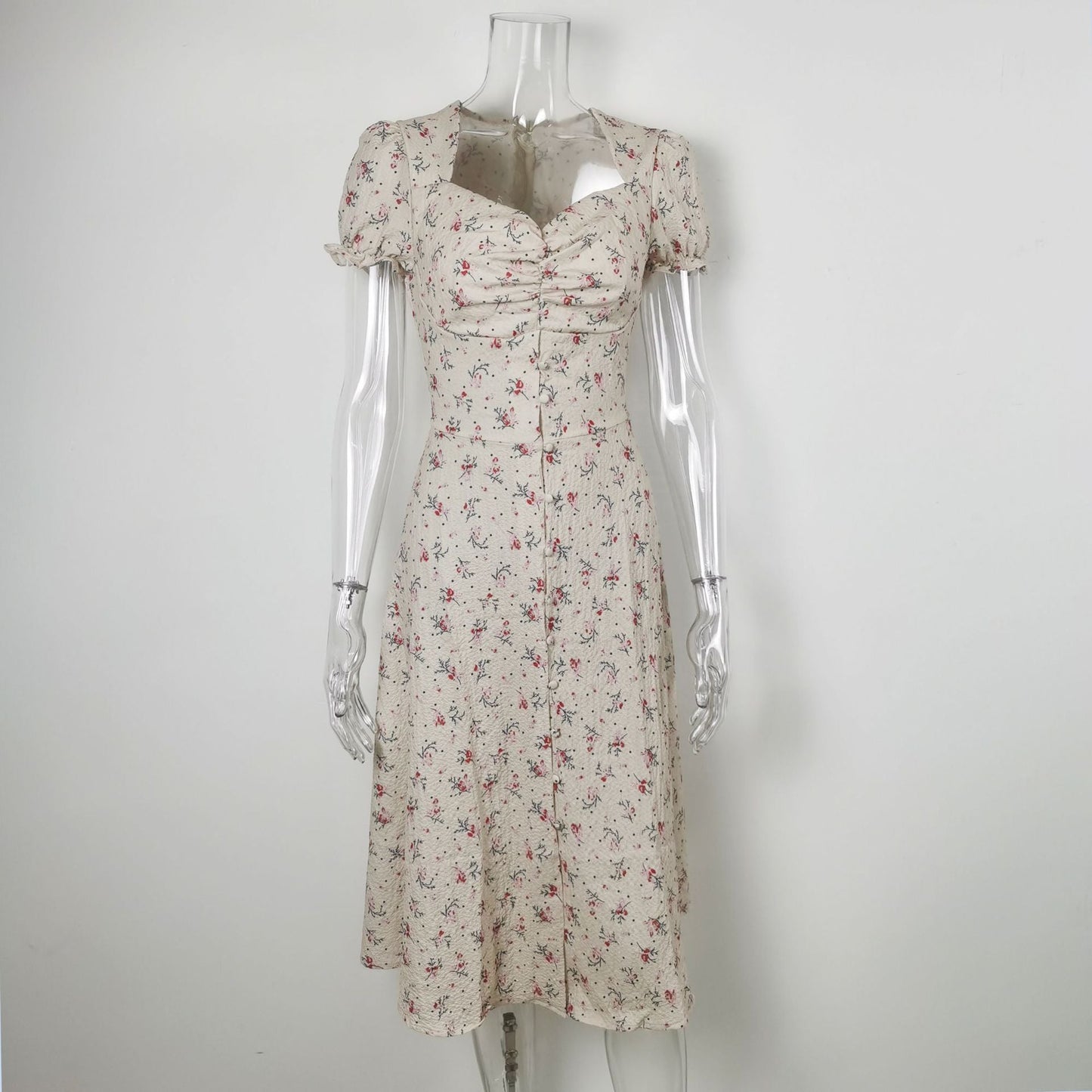 Summer Vintage Side Split Long Dress Female Boho Beach Retro Print Sundress Vestido