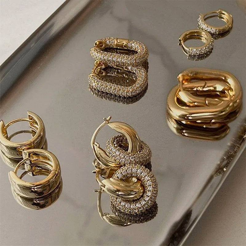 CZ Zircon Crystal Geometry Hoop Earrings