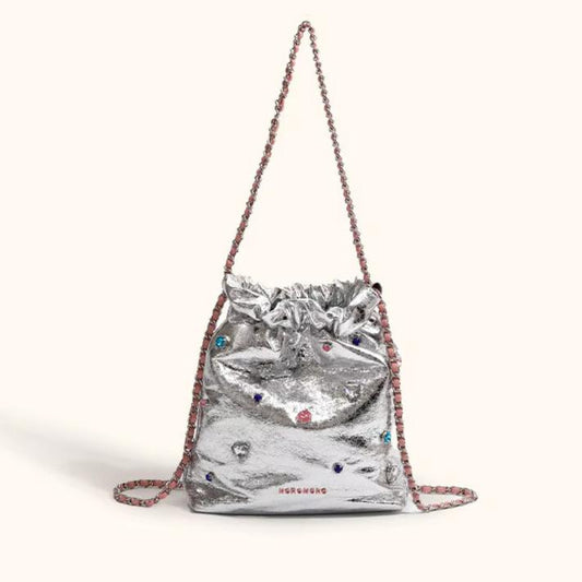 Sobie Gemstone Embellished Shine Hobo Bags