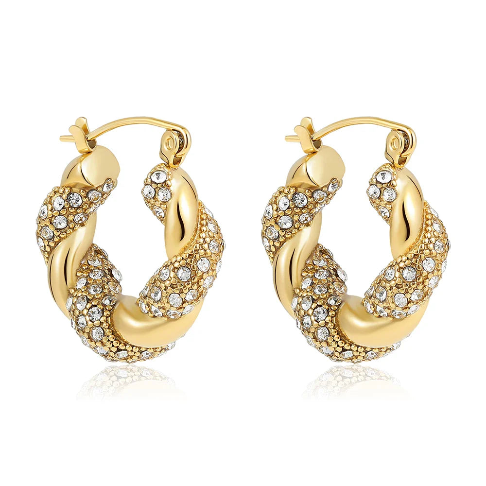 CZ Zircon Crystal Geometry Hoop Earrings