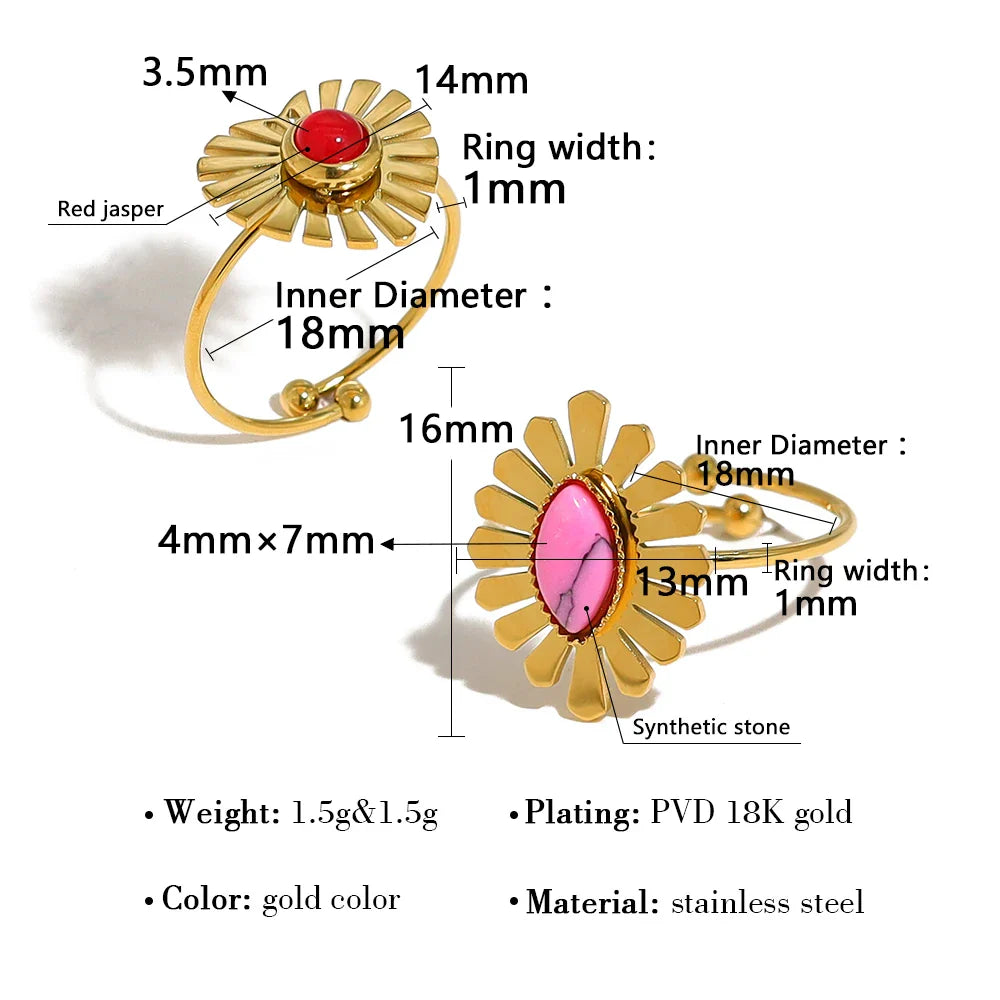 Sweet Metal Flower Cocktail Rings